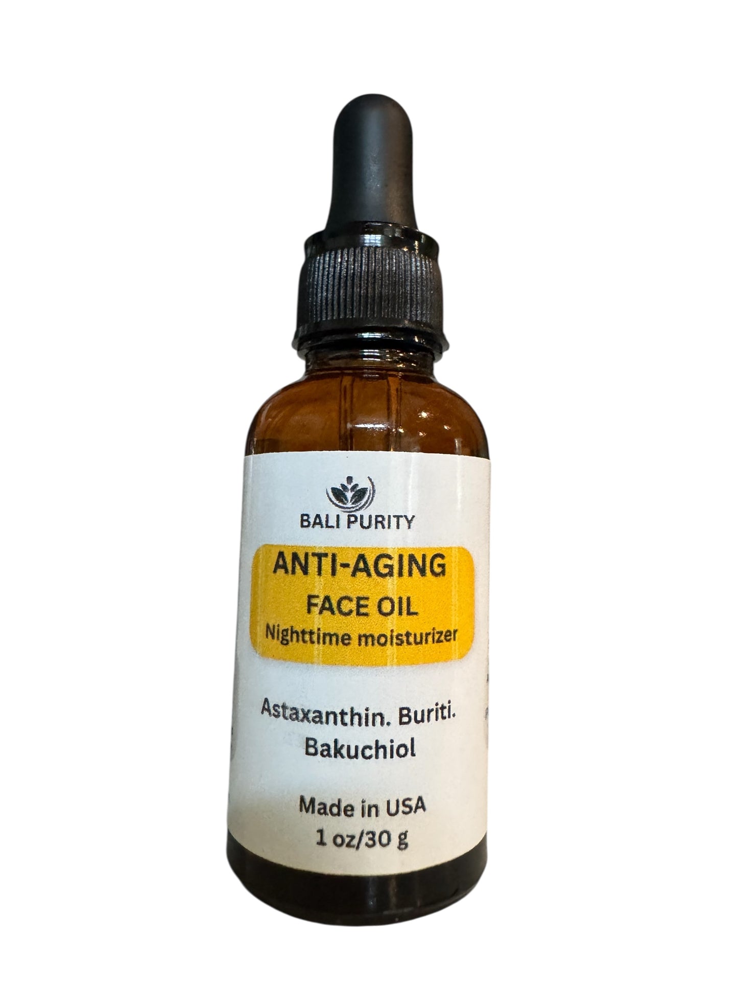 Anti-Aging Face Oil: Nighttime Moisturizer (1 fl oz/30 ml Glass Bottle)