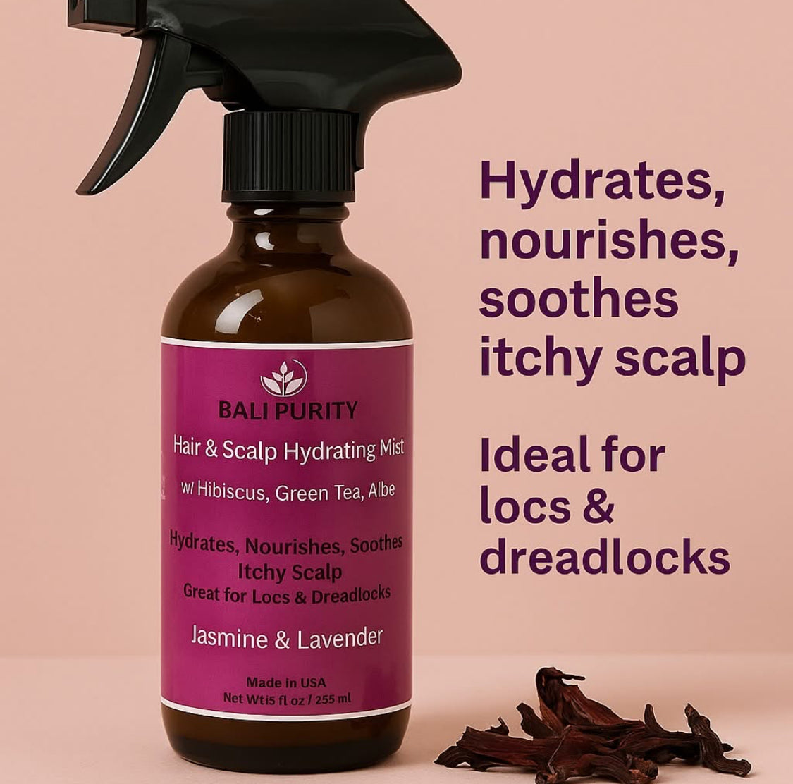 Hair and Scalp Hydrating Mist For Locs, Braids, & Loose Hair (Glass Bottle)