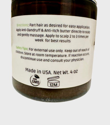 Anti-Dandruff & Anti-Itch Scalp & Hair Butter (4 oz Glass Jar)