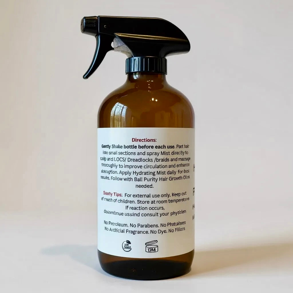 Hair and Scalp Hydrating Mist For Locs, Braids, & Loose Hair (Glass Bottle)